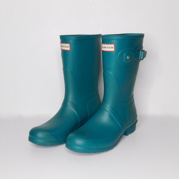 Hunter Shoes - HUNTER Original Rain Boots Calf Short Teal ~ Size 8